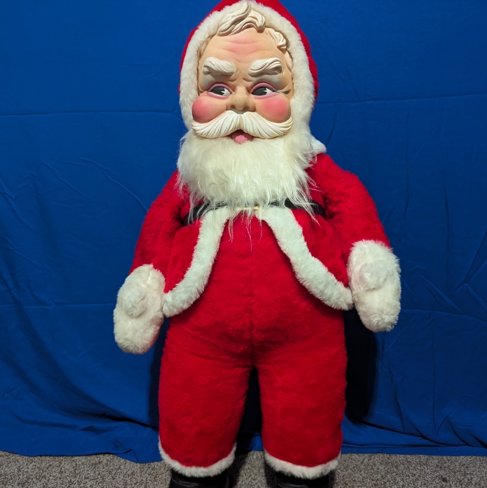 Vintage Vintage 3 Foot Rushton Company Santa Claus Rubber Face Large 36" Tall